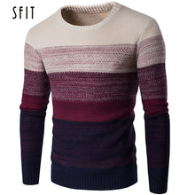 Charger l&#39;image dans la galerie, SFIT Autumn Winter Brand Men Sweater O-Neck Striped Slim Men Casual Long Sleeve Patchwork Pollover Sweaters Mens Thin Clothes