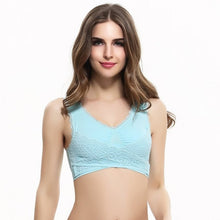 Charger l&#39;image dans la galerie, M-3XL Women Underwear Sexy Lingerie Lace Solid Color Cross Side Buckle Wireless Push up Breathable Sleep Sports Bra