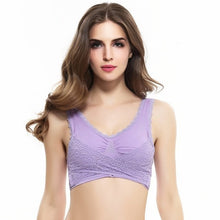 Charger l&#39;image dans la galerie, M-3XL Women Underwear Sexy Lingerie Lace Solid Color Cross Side Buckle Wireless Push up Breathable Sleep Sports Bra