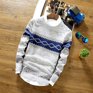 2019 Fashion Brand Splice Stripe Cotton Thin Men Pullover Sweaters Casual Crocheted Striped Knitted Sweater Men Pullover Clothes