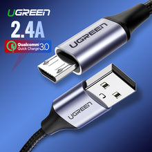 Charger l&#39;image dans la galerie, Ugreen Micro USB Cable 2.4A Nylon Fast Charge USB Data Cable for Samsung Xiaomi LG Tablet Android Mobile Phone USB Charging Cord