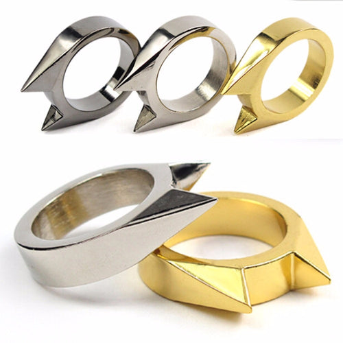 1Pcs Women Men Safety Survival Ring Tool EDC Self Defence Stainless Steel Ring Finger Defense Ring Tool Silver Gold Black Color