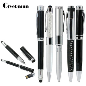 Hot Sale Metal Ballpoint Pen USB Flash Drive 4GB 8GB 16GB 32GB 64GB Multi-function USB 2.0 Flash Memory Stick Pen Drive USB Disk