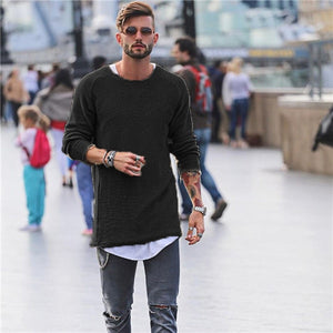 Men Sweater Autumn Winter Knitted Solid Simply Style Pullover Casual Loose O Neck Sweater Jumper Male Black Outerwear Brand 2018