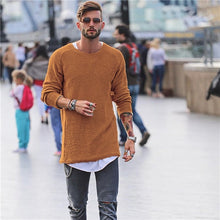 Charger l&#39;image dans la galerie, Men Sweater Autumn Winter Knitted Solid Simply Style Pullover Casual Loose O Neck Sweater Jumper Male Black Outerwear Brand 2018